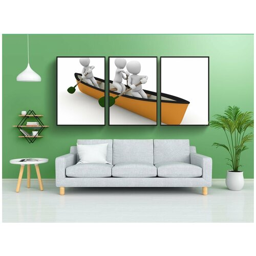 фото Набор модулных постеров для интерьера "лодка, прогулка на лодке, гребля" 60x90 см. в тубусе, без рамки lotsprints
