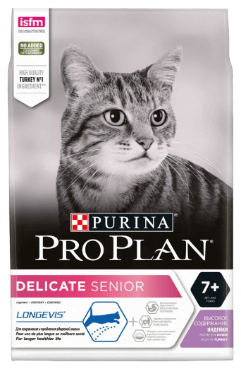 Корм Purina Pro Plan Delicate Senior для кошек старше 7 лет с чувствительным пищеварением (с индейкой)