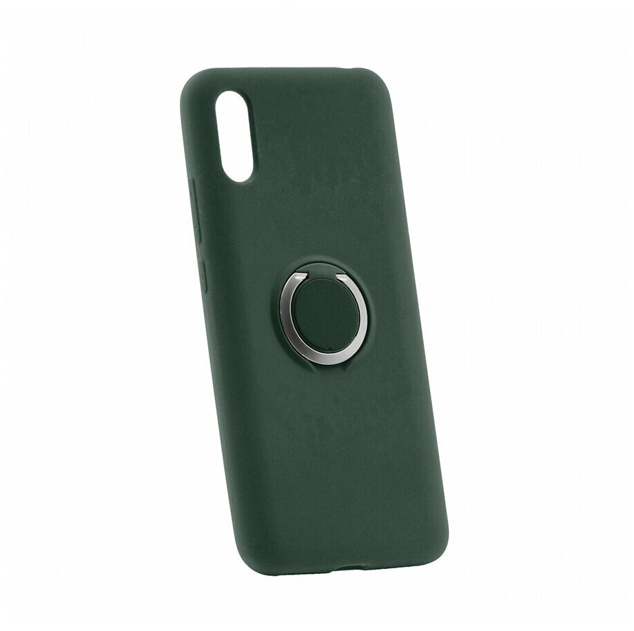 Чехол на Xiaomi Redmi 9A Derbi Slim Silicone-3 с кольцом темно-зеленый