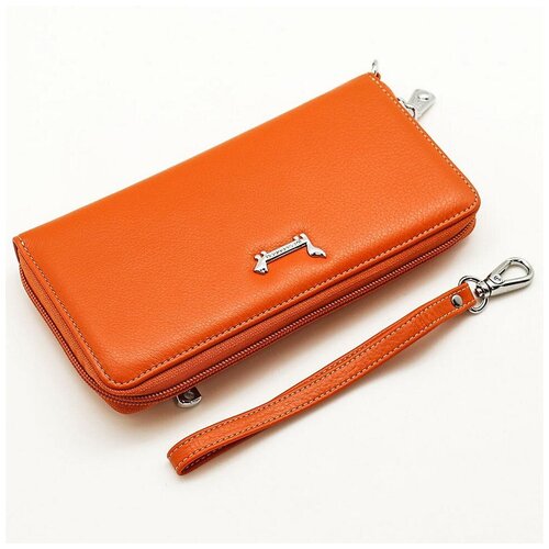 фото Женский кожаный кошелек на молнии sergio valentini св 8097-2055/2 оранжевый