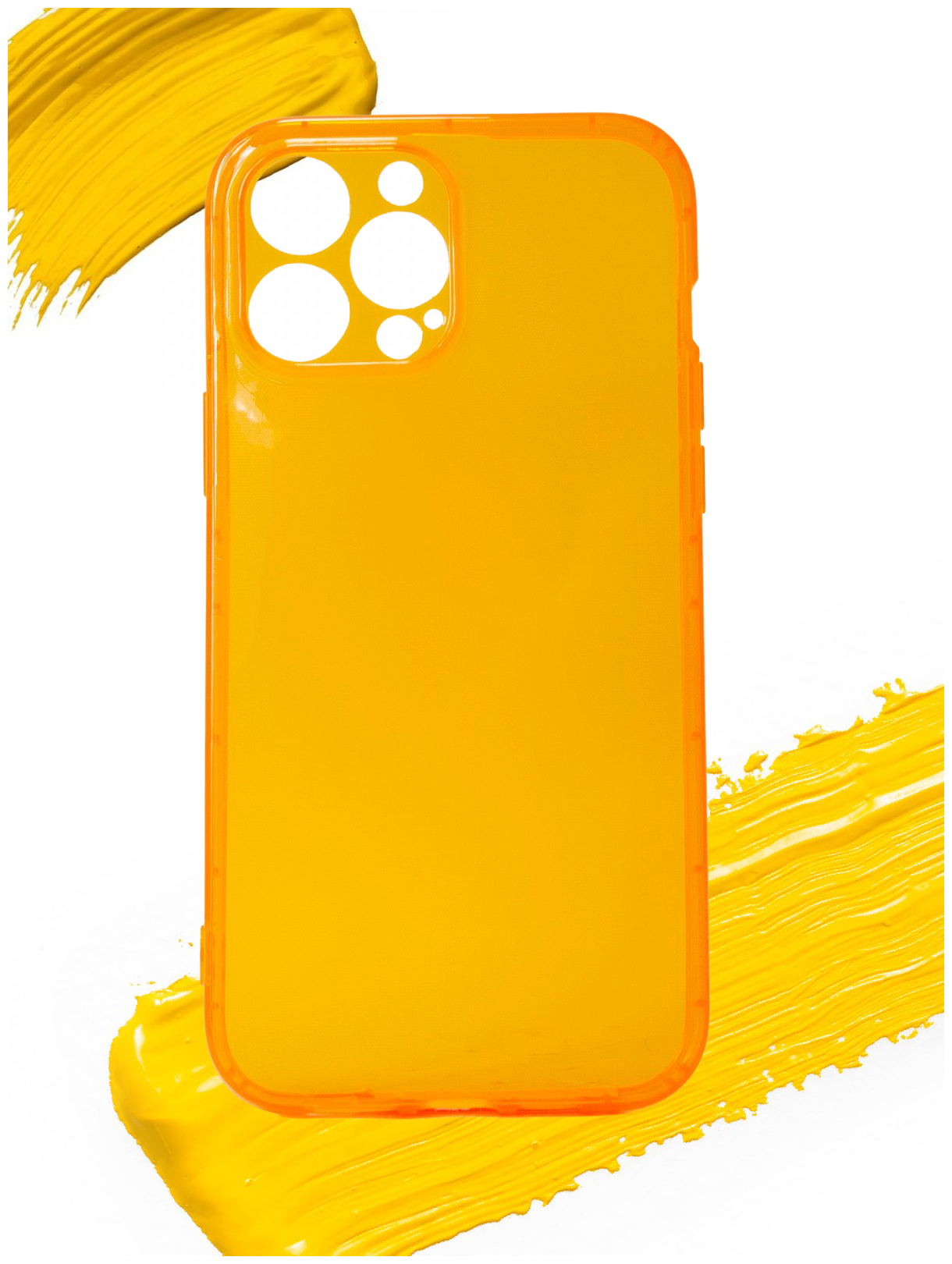 Чехол для Apple iPhone 13 Pro Max / чехол на айфон 13 про макс с защитой камеры прозрачный оранжевый