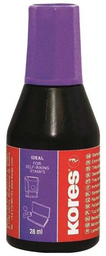 фото Краска штемпельная Kores фиолетовая, на водно-масляной основе, 28 мл