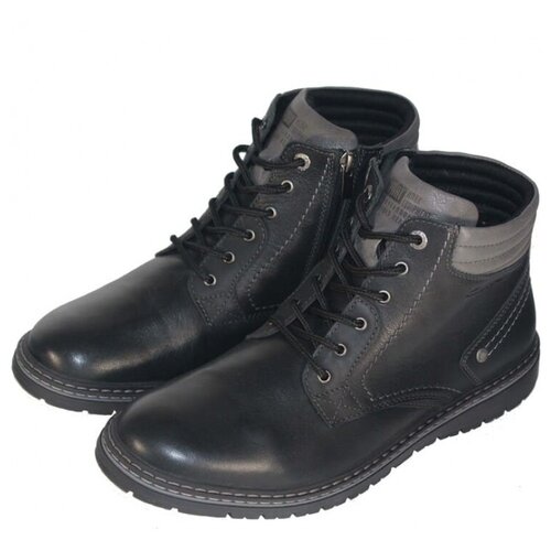 Зимние мужские ботинки Алекс кожаные с натуральным мехом черные, размер 43