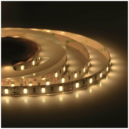 Гибкая и яркая самоклеящаяся белая светодиодная LED лента для декоративной подсветки дома дачи кухни мебели потолка или автомобиля 00-63 12В 18Втм smd5630 60дм IP20 1400Лмм ширина подложки 10мм 5м теплый белый 960₽