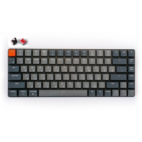 Беспроводная механическая ультратонкая клавиатура Keychron K3, Light Grey, 84 клавиши, RGB подстветка, Red Switch клавиатура keychron k3 light grey 84 клавиши white led подстветка brown switch