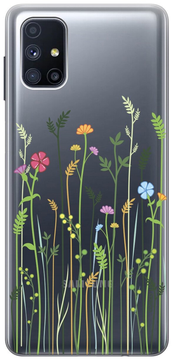 Ультратонкий силиконовый чехол-накладка Transparent для Samsung Galaxy M51 с 3D принтом "Flowers & Fern"