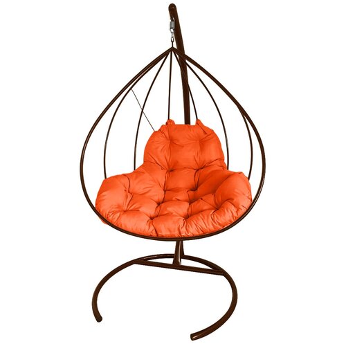 фото Подвесное кресло m- group xl без ротанга коричневое , оранжевая подушка m-group