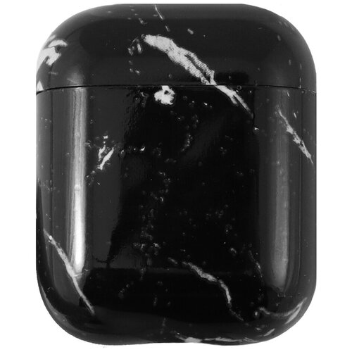 фото Чехол для футляра airpods 1 / airpods 2 / кейс накладка на футляр для эйрподс / коллекция "marble" черный luxcase