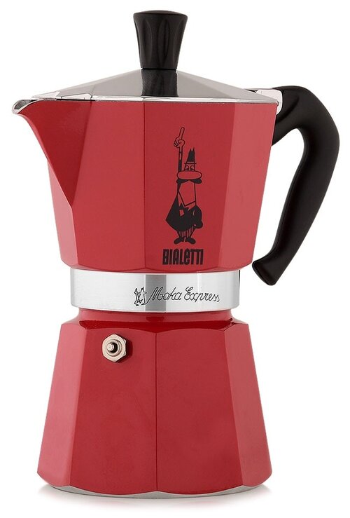 Гейзерная кофеварка Bialetti Moka Express (6 чашек), 270 мл, 270 мл, красный