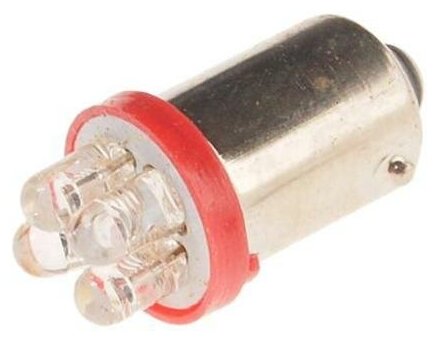 Лампа светодиодная 12V T4W BA9s 4 светодиода MEGAPOWER 90123R