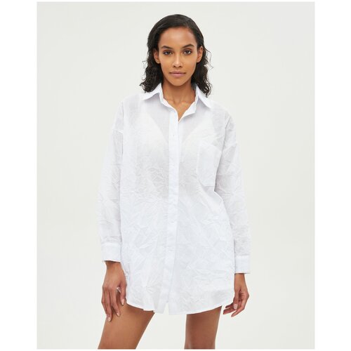 Рубашка  SHI-SHI, повседневный стиль, оверсайз, длинный рукав, размер 40-48, белый