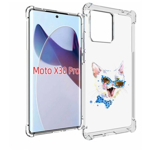 Чехол MyPads белый кот для Motorola Moto X30 Pro задняя-панель-накладка-бампер