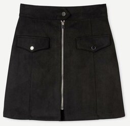 Чёрная юбка-трапеция из экозамши для девочки Gloria Jeans, размер 6-7л/122 (31)
