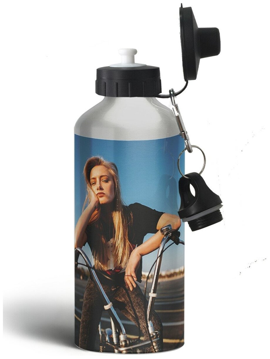 Бутылка спортивная, туристическая фляга Спорт BMX велосипед девушка - 273