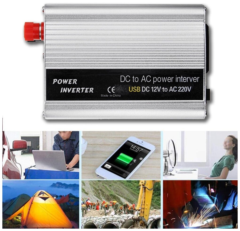 Инвертор автомобильный Power Inverter 2000Вт (постоянная нагрузка до 800Вт) EASunPower Преобразователь напряжения 12В в 220В Евророзетка USB разъем