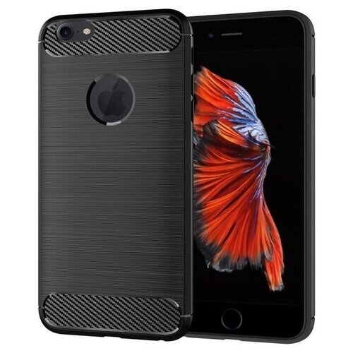 фото Чехол для iphone 6 plus (6s plus) цвет black (черный), серия carbon от caseport