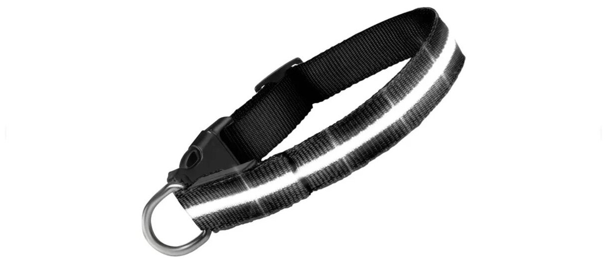 Светящийся ошейник для собак, светодиодный LED, Черный, размер М, 30-38 см