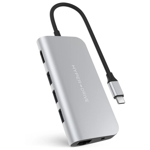 Концентратор HyperDrive HD30F-SILVER POWER 9 in 1 Hub для USB-C iPad/MacBook Pro/MacBook Air и других устройств с портом USB-C. Порты: HDMI 4K30Hz, 3