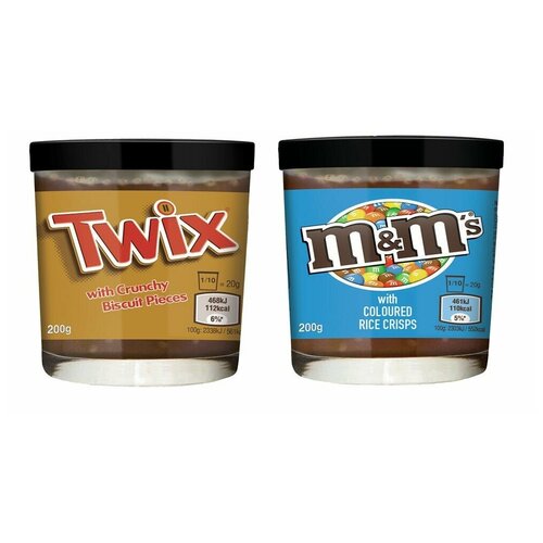 фото Набор шоколадных паст twix + m&m's (2 шт. по 200 гр.) mars