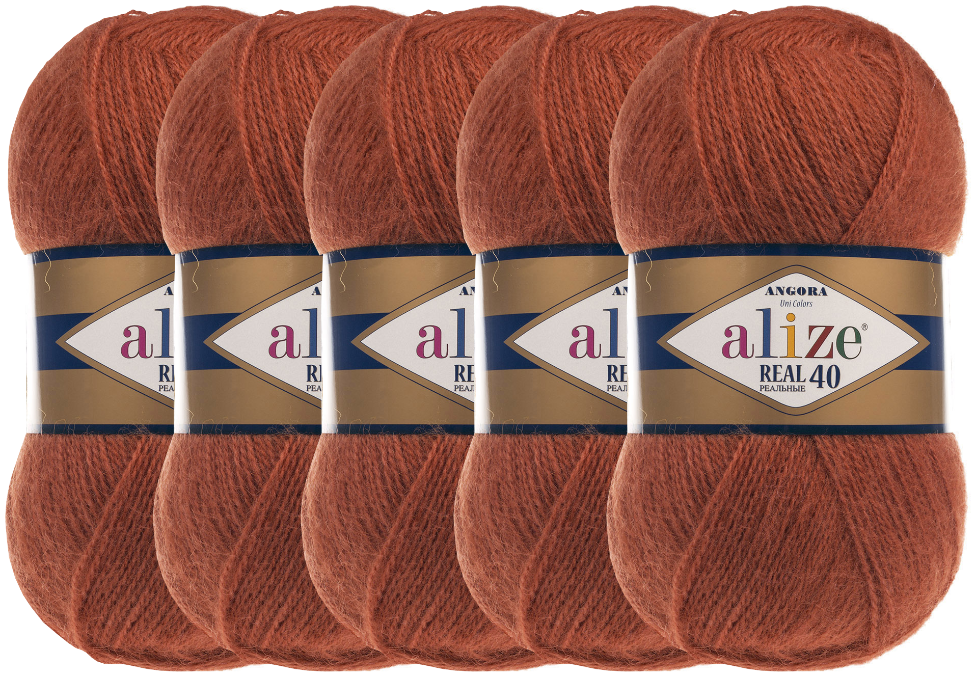 Пряжа для вязания ALIZE 'Angora real 40' 100 гр. 480м (40% шерсть, 60% акрил) (36 терракотовый), 5 мотков