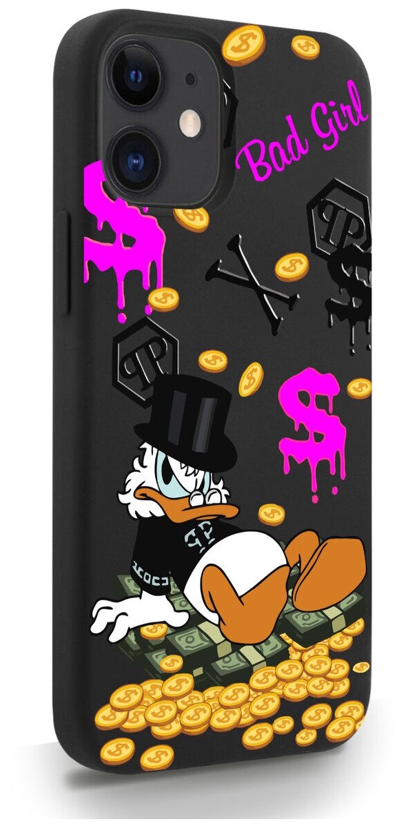 Черный силиконовый чехол MustHaveCase для iPhone 12 Mini Богатая Утка Bad Girl для Айфон 12 Мини Противоударный