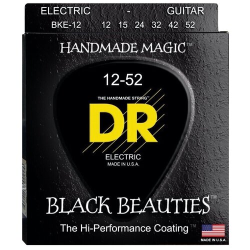 Струны для электрогитары DR BKE-12 Extra Life, Black Beauties 12-52 струны для электрогитары dr string bke 12 black beauties