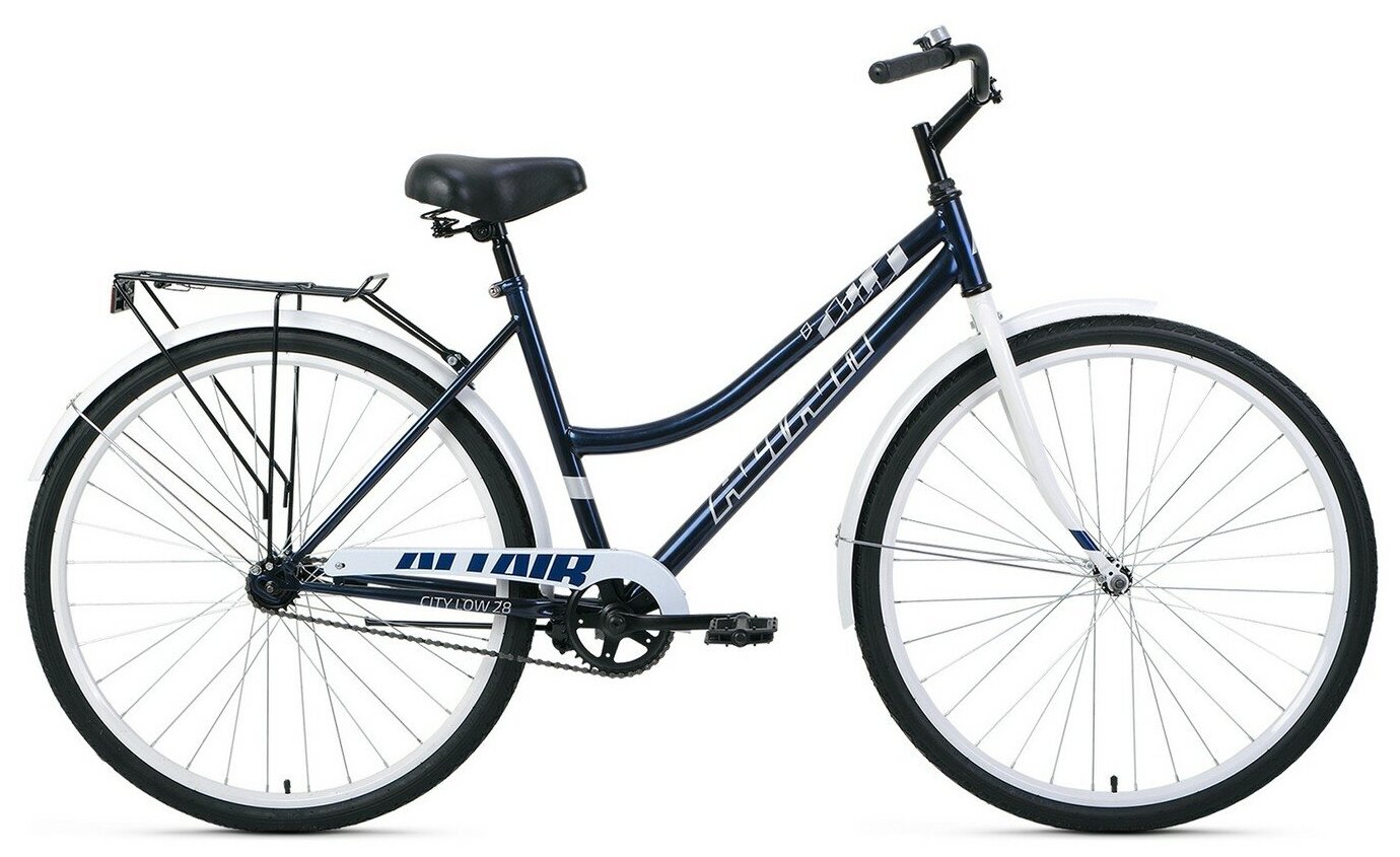 Велосипед ALTAIR CITY 28 low (28" 1 ск. рост. 19") 2022, темно-синий/белый, RBK22AL28021