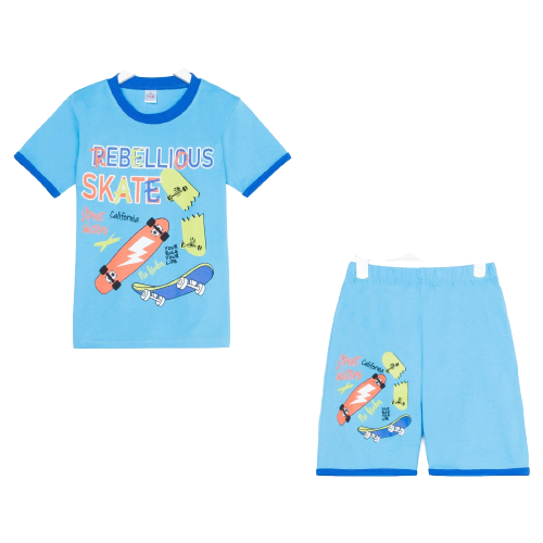 Комплект для мальчика (футболка/шорты), цвет голубой, рост 122