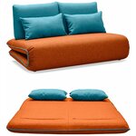 Диван-кровать Justin-2, оранжевый/бирюзовый - изображение