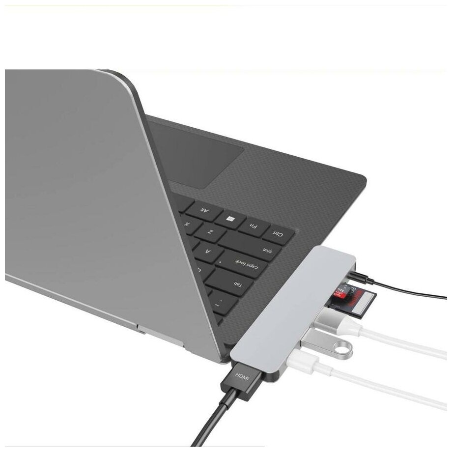 Хаб HyperDrive SOLO 7-in-1 USB-C Hub для MacBook серебристый (GN21D-SILVER)