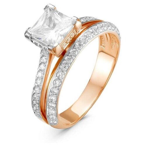 фото Кольцо позолота "красота" 20-05522, цвет белый в золоте, размер 17 сима-ленд