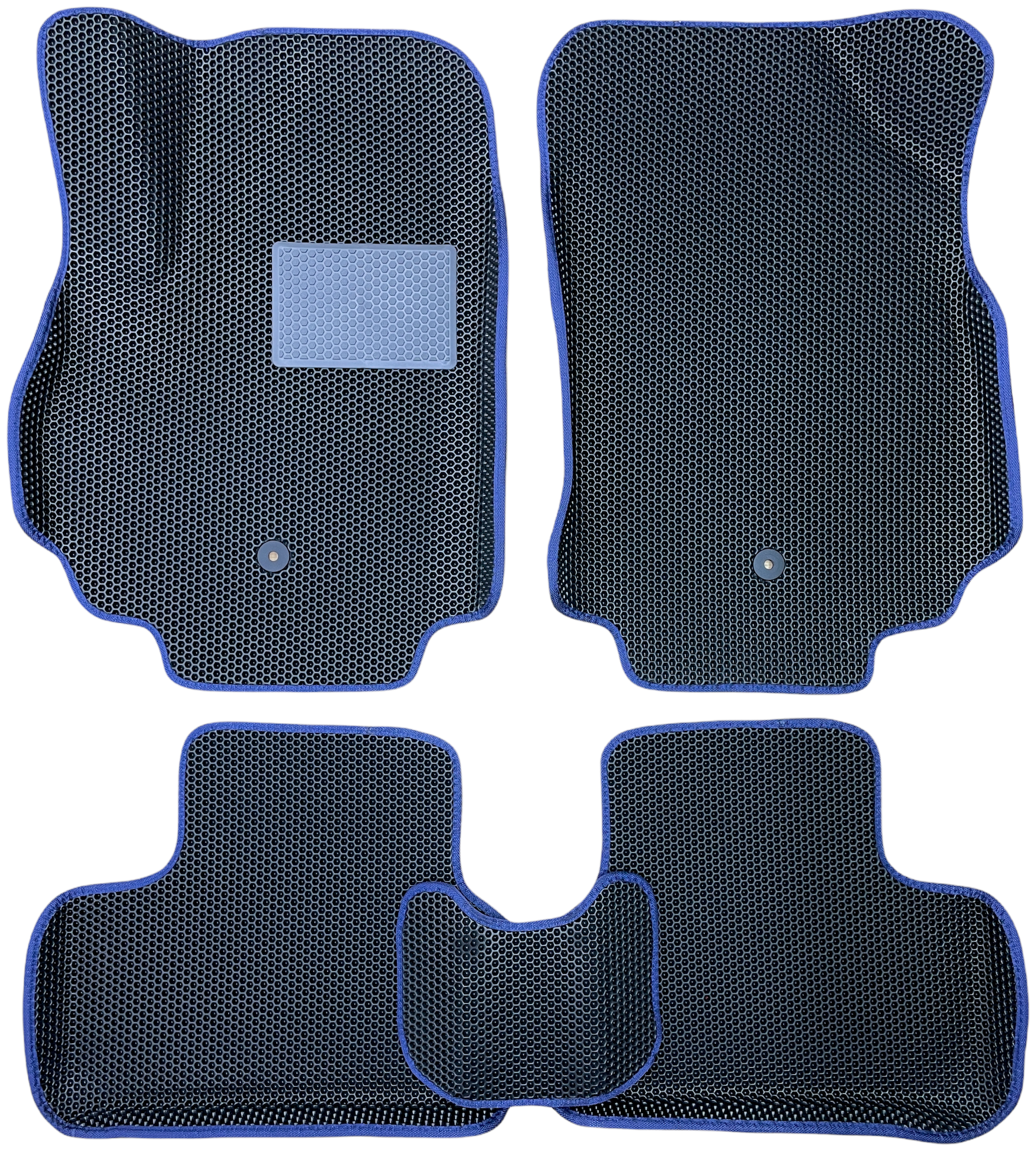 Автомобильные коврики ЕВА / EVA с бортами 3д / 3D для Opel Zafira C 2011-2019 / Опель Зафира Ц черный(сота)-синий / резин подпятник