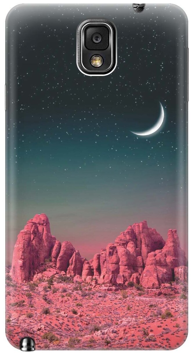 Силиконовый чехол на Samsung Galaxy Note 3 / Самсунг Ноут 3 с принтом "Месяц над розовыми горами"