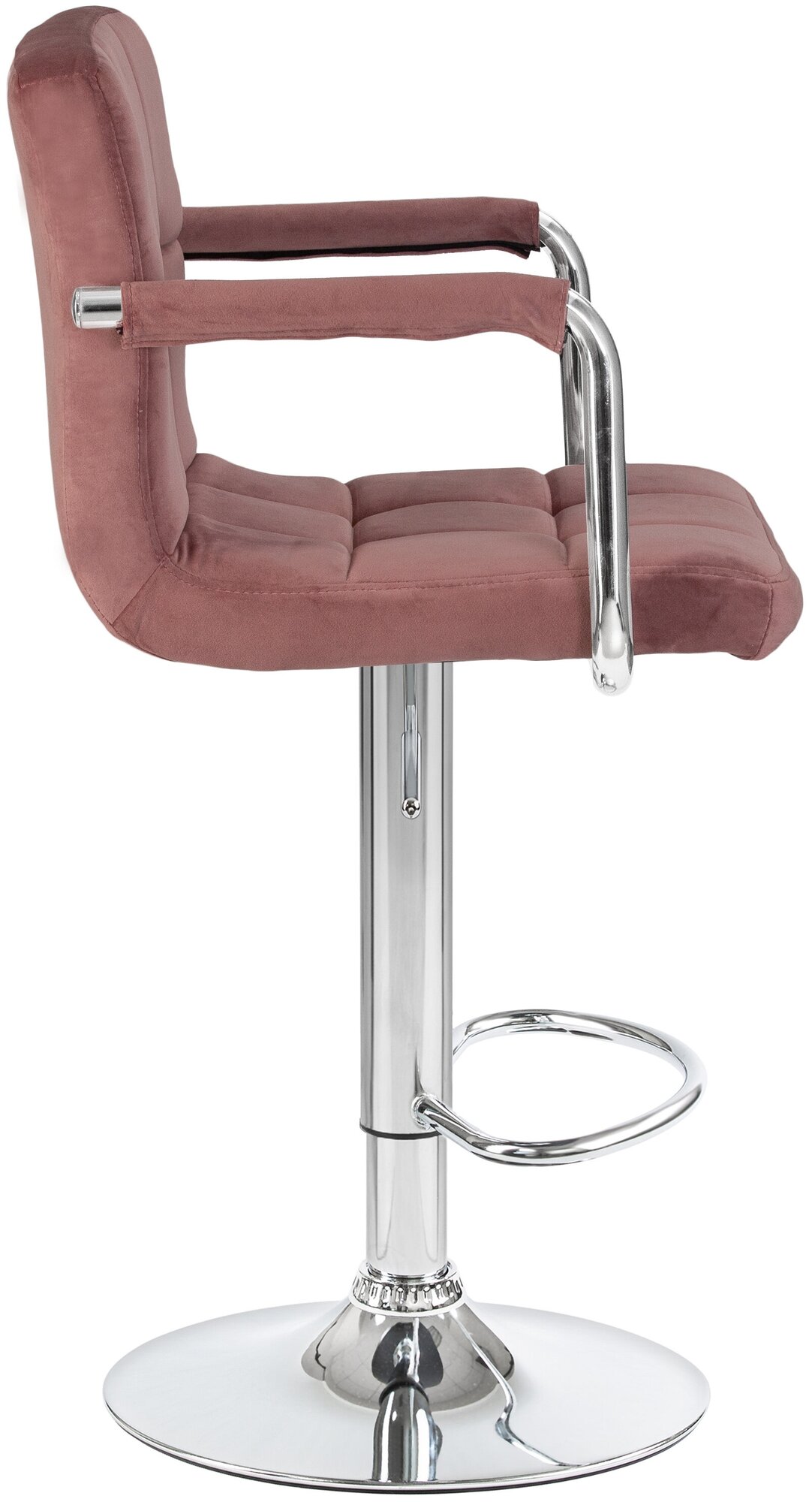 Стул барный KRUGER ARM LM-5011 цвет сиденья пудрово-розовый велюр (MJ9-32), цвет основания хромированная сталь - фотография № 3