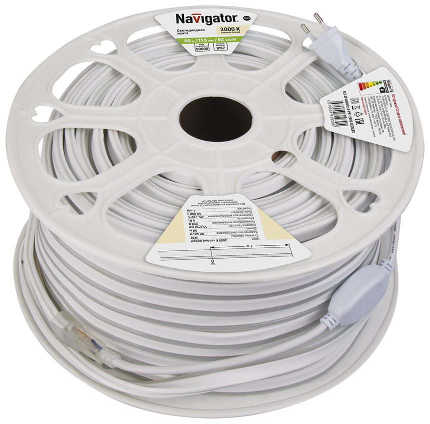 71930 NLS-2835WW92-9-IP67-220V-NEONLED светодиодная лента Navigator - фото №2