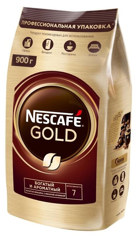 Кофе растворимый сублимированный NESCAFE Нескафе Gold, пакет - фотография № 2