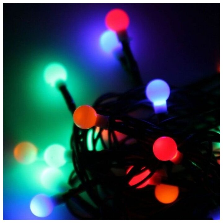 Гирлянда декоративная "Маленькие шарики cherry" 30LED 4.4м (2.9+1.5м) зел. провод IP20 тепл. бел. KOC_GIR30LEDBALL_W КОСМОС - фото №3