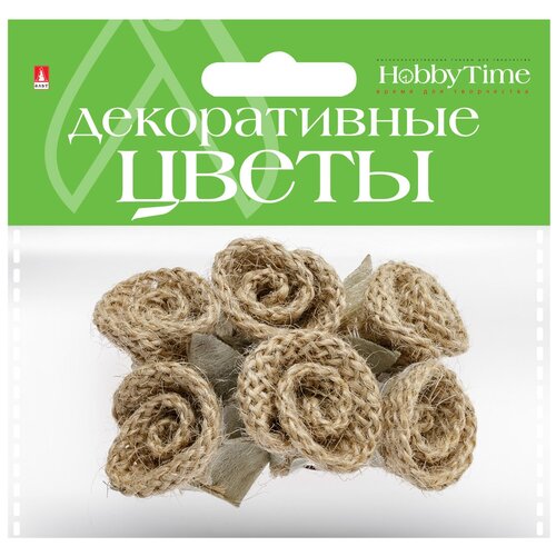 Декоративные цветы из мешковины В связке 4 ШТ. ВИД 13, Арт. 2-367/13