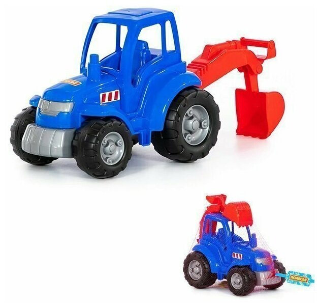 Трактор с прицепом синий (всеточке)