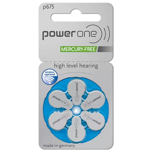 Батарейка PowerOne ZA675 BL6 Zinc Air 1.45V, 6 шт в упаковке. (для слуховых аппаратов)