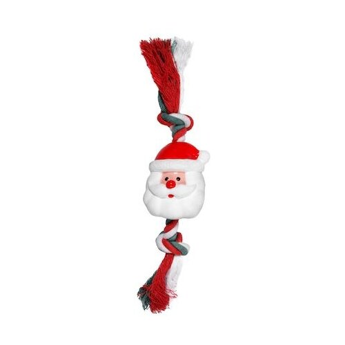 Игрушка   для собак  Triol New Year Дед Мороз с веревкой,  белый/красный