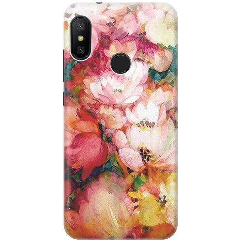 фото Силиконовый чехол на xiaomi mi a2 lite / redmi 6 pro / сяоми ми а2 лайт / редми 6 про с принтом "яркие цветы" gosso