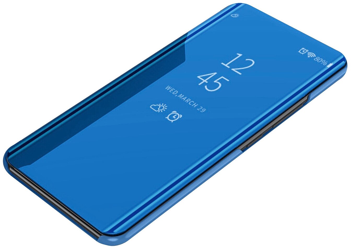 Чехол-книжка MyPads для Huawei Honor 9A (MOA-LX9N) / Honor Play 9A с дизайном Clear View Cover полупрозрачный пластиковый зеркальный синий