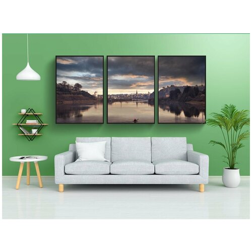 фото Набор модулных постеров для интерьера "waterford, город, река" 60x90 см. в тубусе, без рамки lotsprints