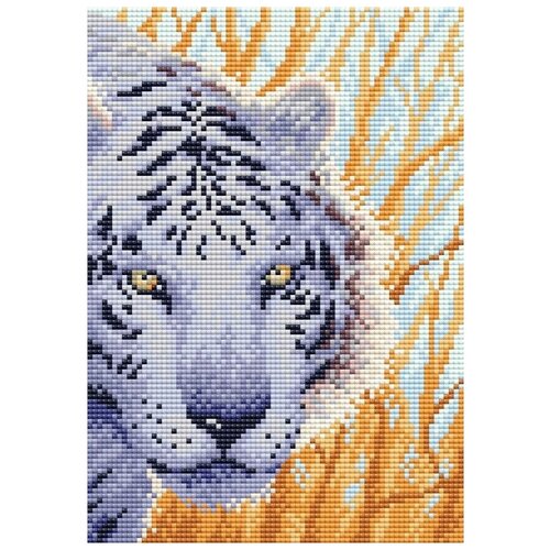Алмазная мозаика Снежный тигр, 27x19 см