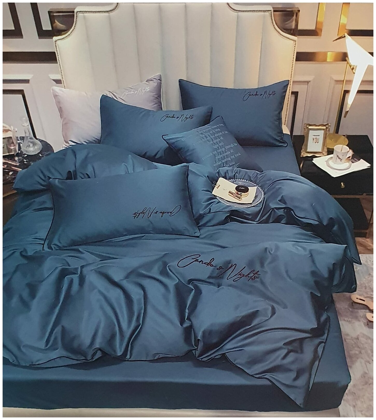 фото Постельное белье евростандарт двуспальное/ евро/ 2-х спальное/ Mency Candies/ Сатин, Жатка/ простыня 180x200+25/ пододеяльник 200x220/ 4 Наволочки 50x70-2, 70x70-2