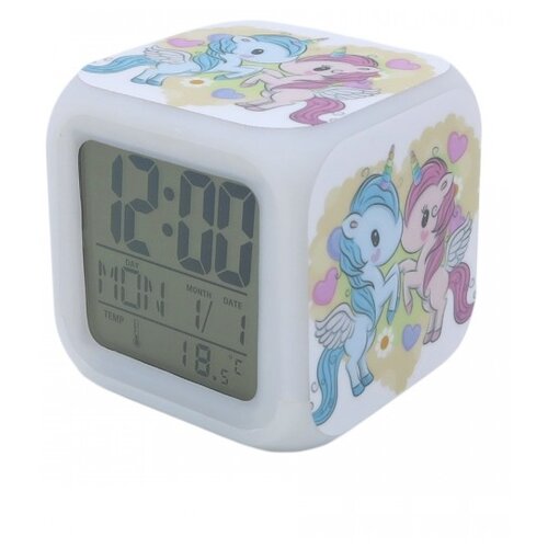 Часы-будильник Единорог с подсветкой 16 59000₽