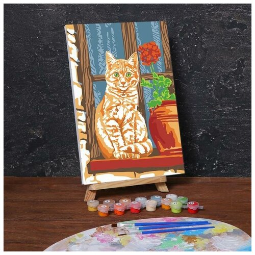 Картина по номерам на холсте с подрамником «Рыжий кот» 20х30 см картина по номерам на холсте с подрамником рыжий кот с шариком 20х30 см