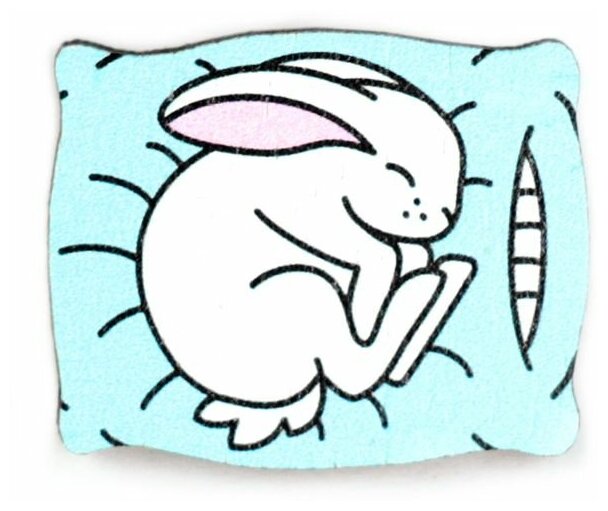 Значок деревянный Waf-waf Кролик на подушке 