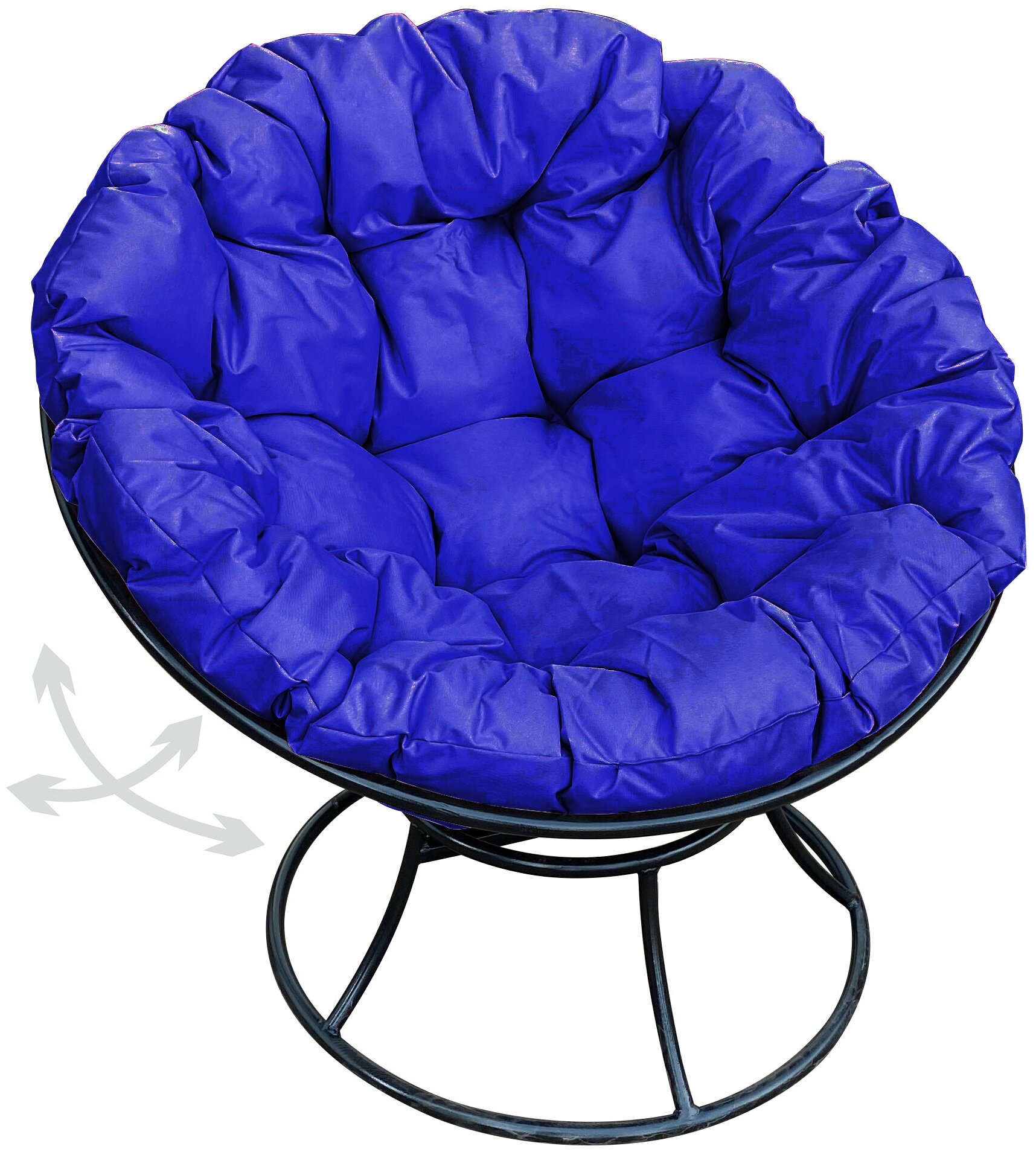 Кресло m-group папасан пружинка чёрное, синяя подушка - фотография № 1
